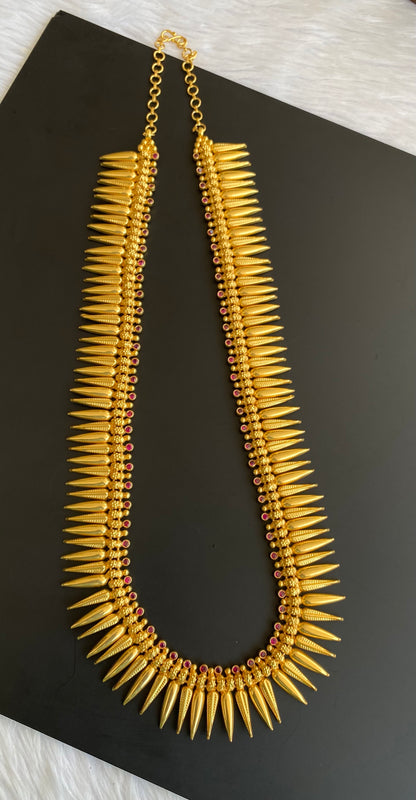 Gold tone pink stone kerala style mulla mottu haar dj-53172