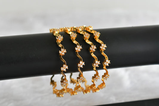 Gold tone cz white set of 4 bangles(2.8) dj-51793