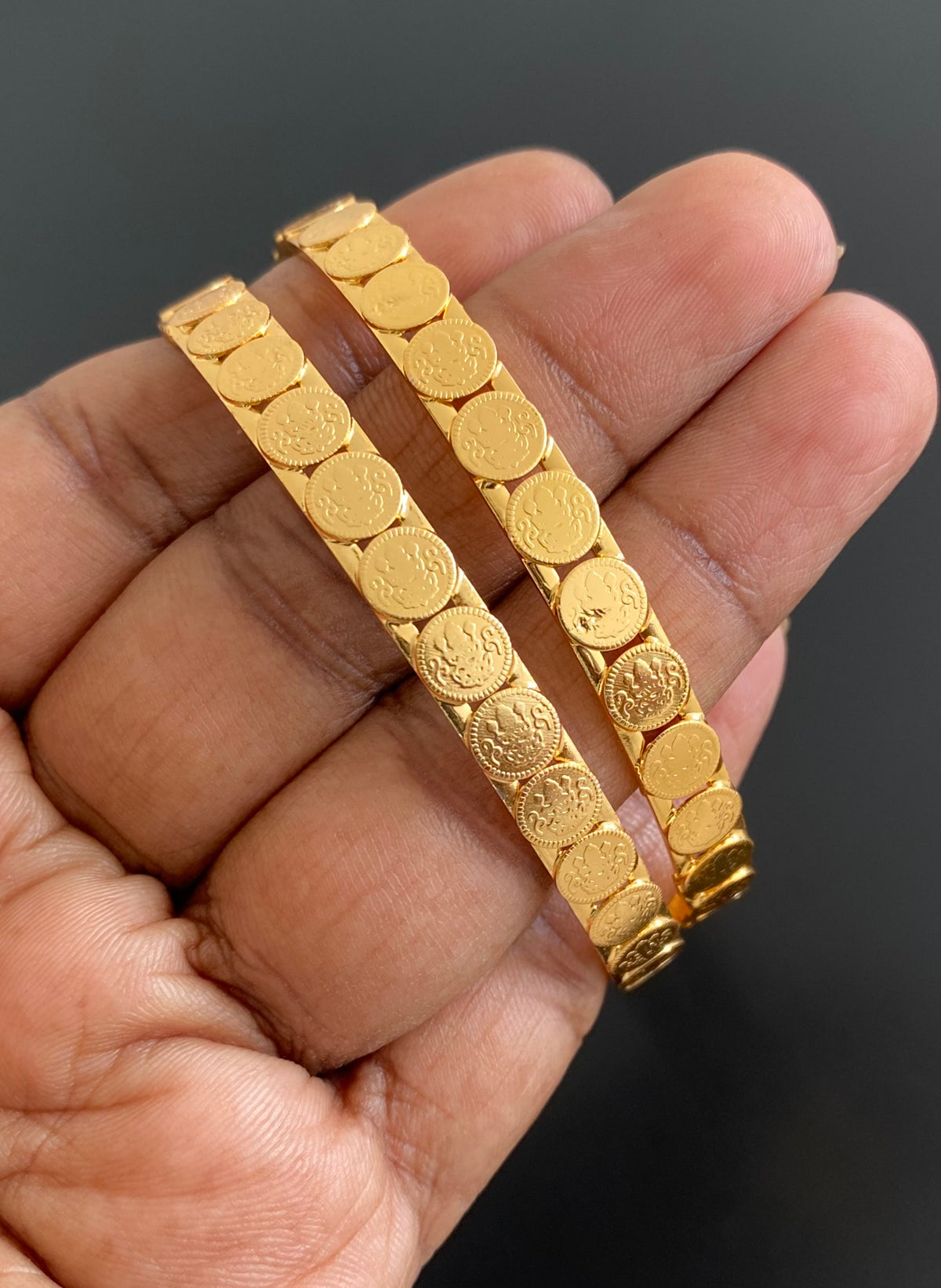 Gold tone lakshmi coin bangles(2.8) Dj-55182