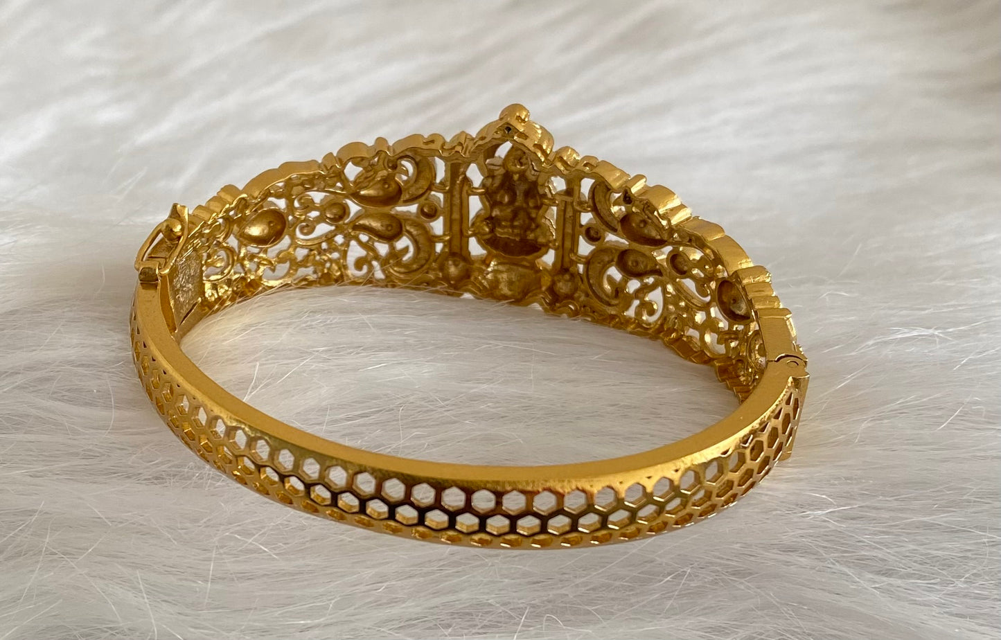 Antique gold tone lakshmi peacock lock type openable kada/bracelet dj-53462