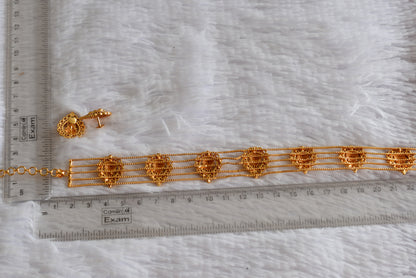 Gold tone AD pink lakshmi choker necklace set dj-51847