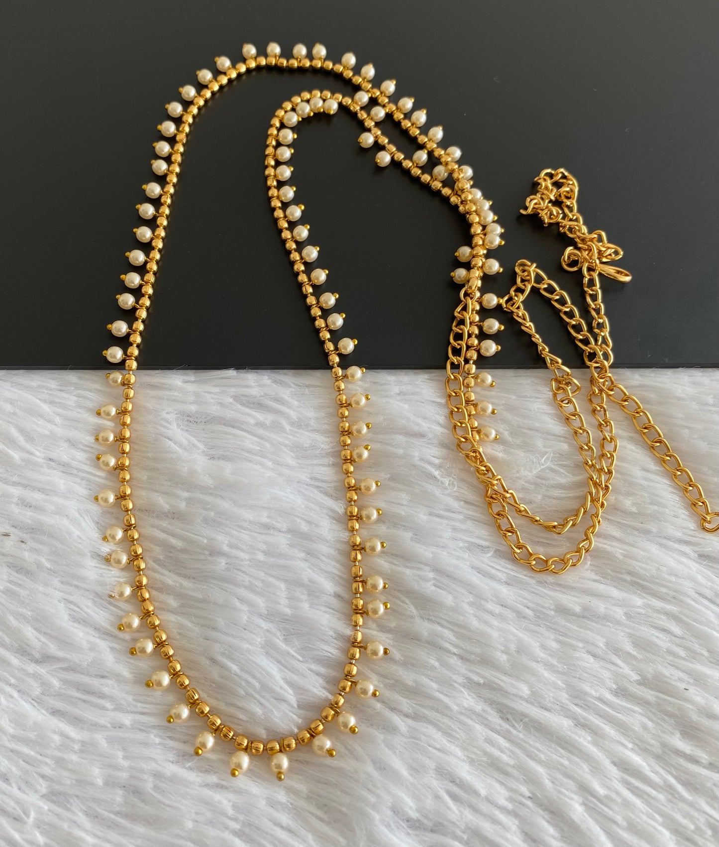 Antique gold tone pearl hip/waist chain dj-53207