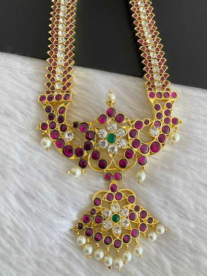 Gold tone precious kemp-green-white peacock flower pearl haar dj-53357