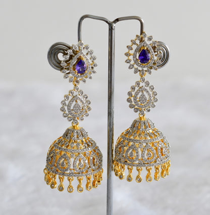 Two tone cz purple long jhumkka dj-51879