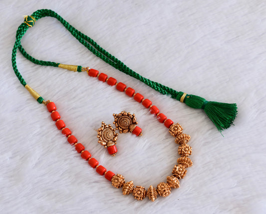 Matte finish coral flower beaded necklace set dj-52974