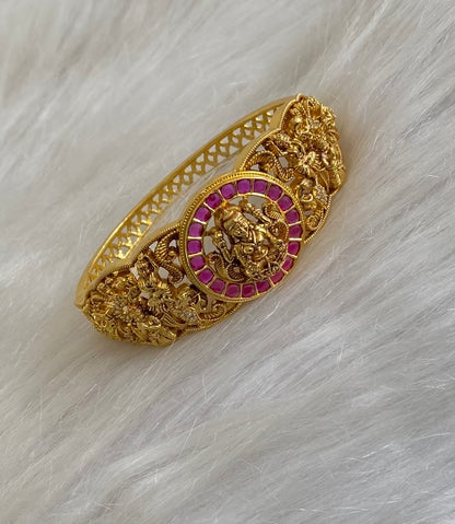 Antique gold tone kemp stone lakshmi openable kada/bracelet dj-54852