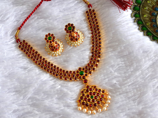 Gold tone kemp-green necklace set dj-52352