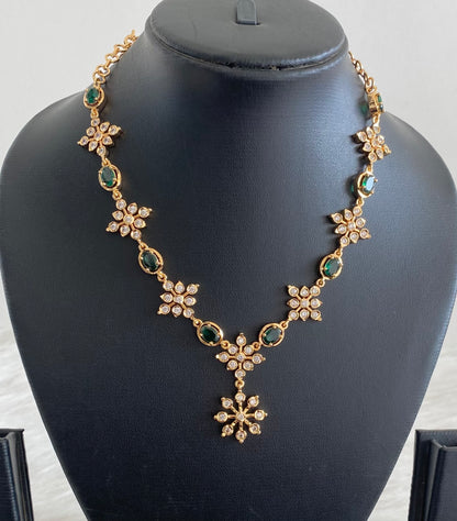 Gold tone green stone necklace dj-54928