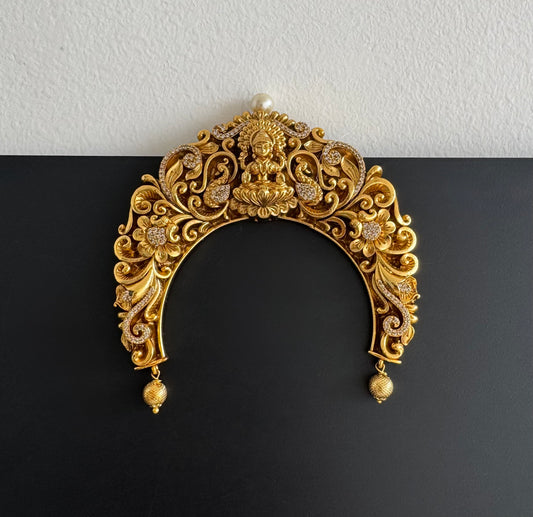 Antique gold tone white cz peacock Lakshmi hair jewel dj-51343