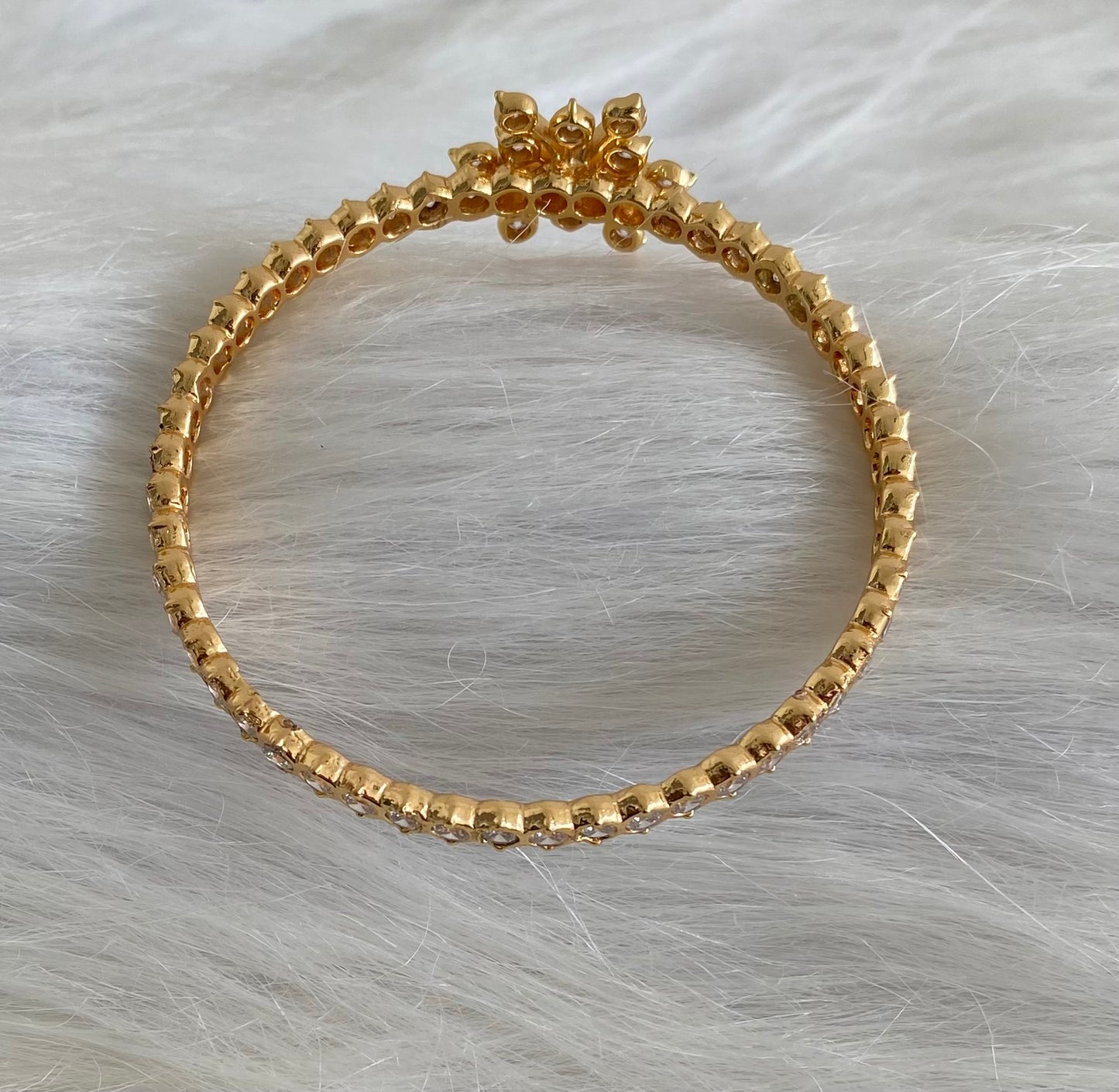 Gold tone AD white stone diamond look alike bangle/kada(2.4) Dj-53910