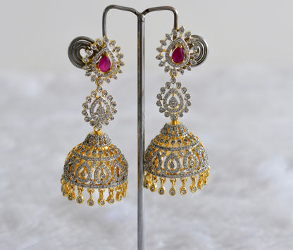 Two tone cz ruby long jhumkka dj-51881