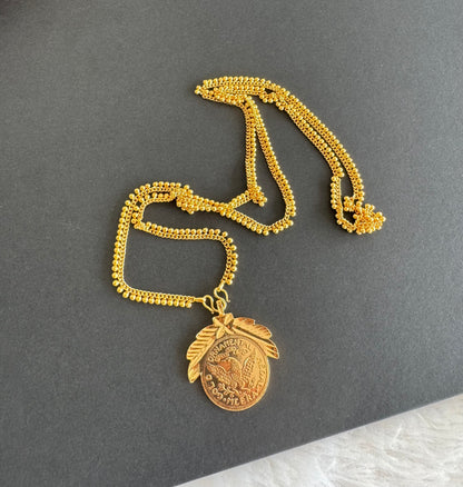 Gold tone 30 inches chain head coin pendant dj-51432