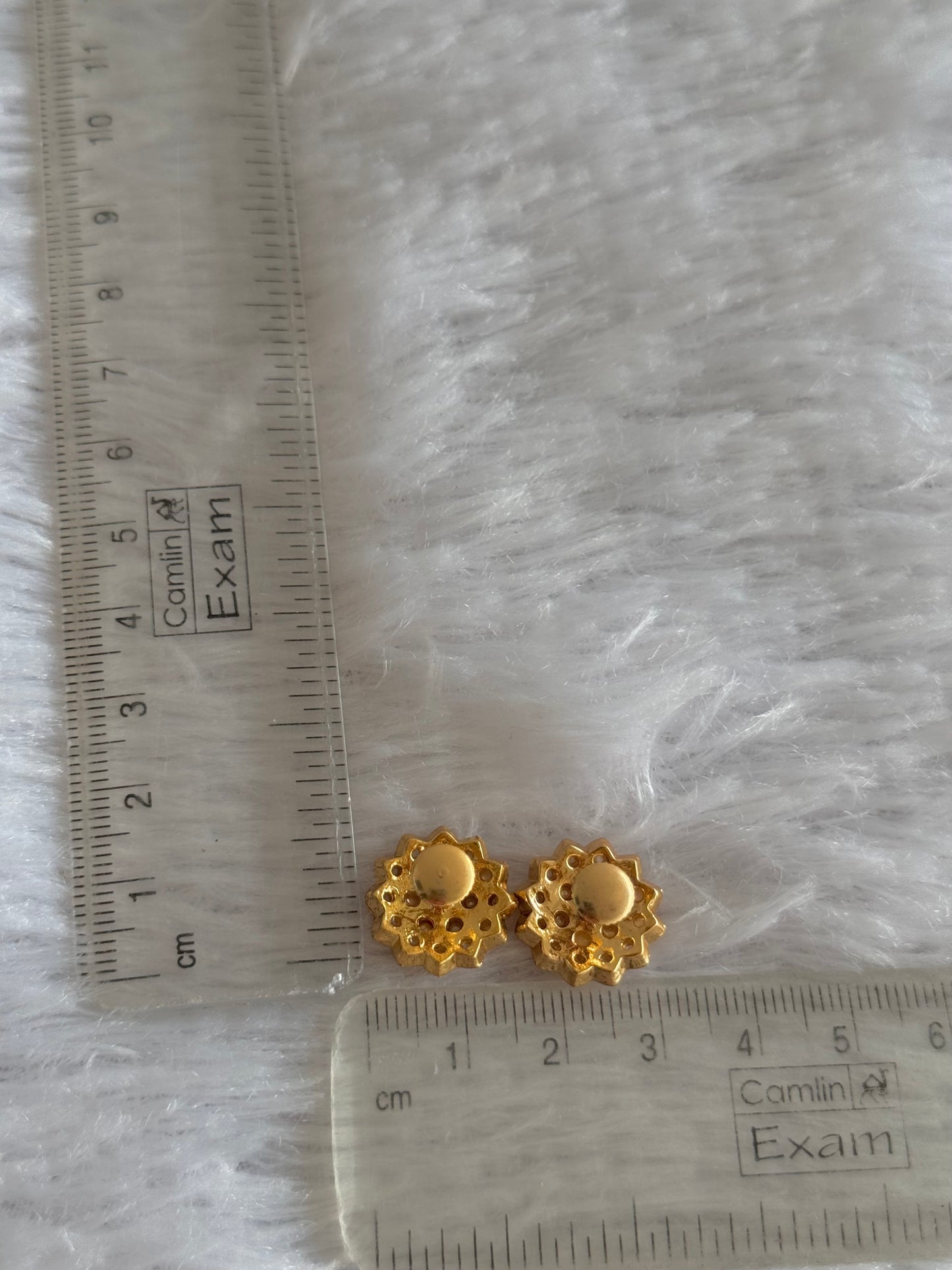 Gold tone pearl-pink beaded stud/earrings dj-51619