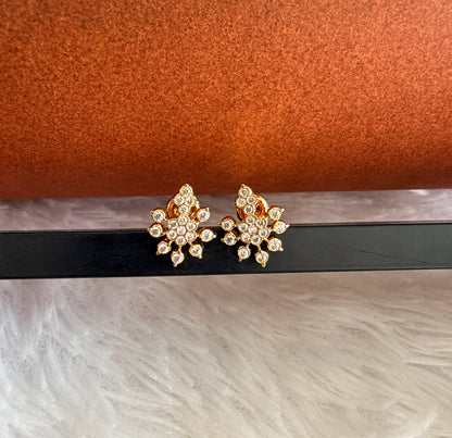 Gold tone AD white flower stud/earrings dj-53276