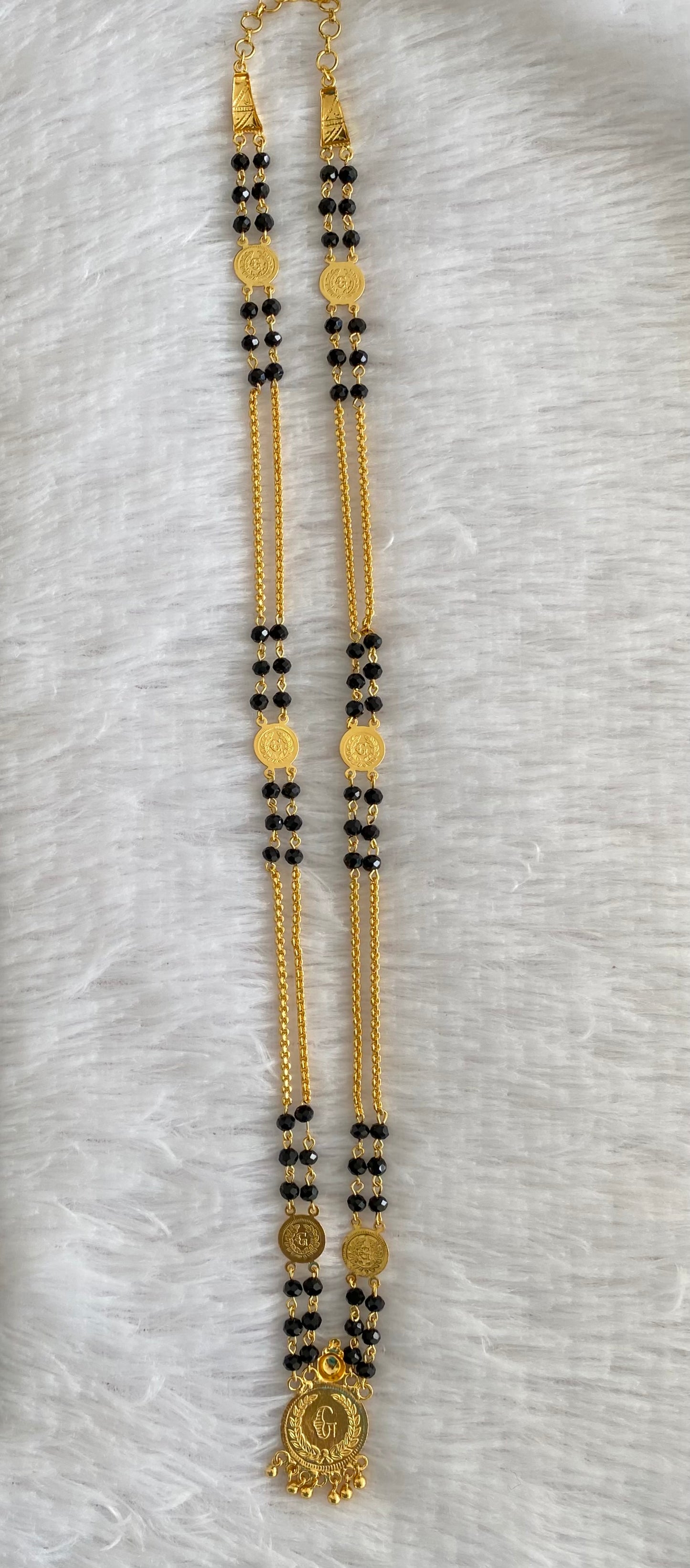 Gold tone lakshmi coin with karimani chain dj-53144