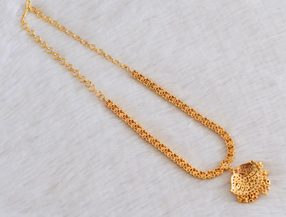 Gold tone AD white stone south Indian flower necklace dj-53333