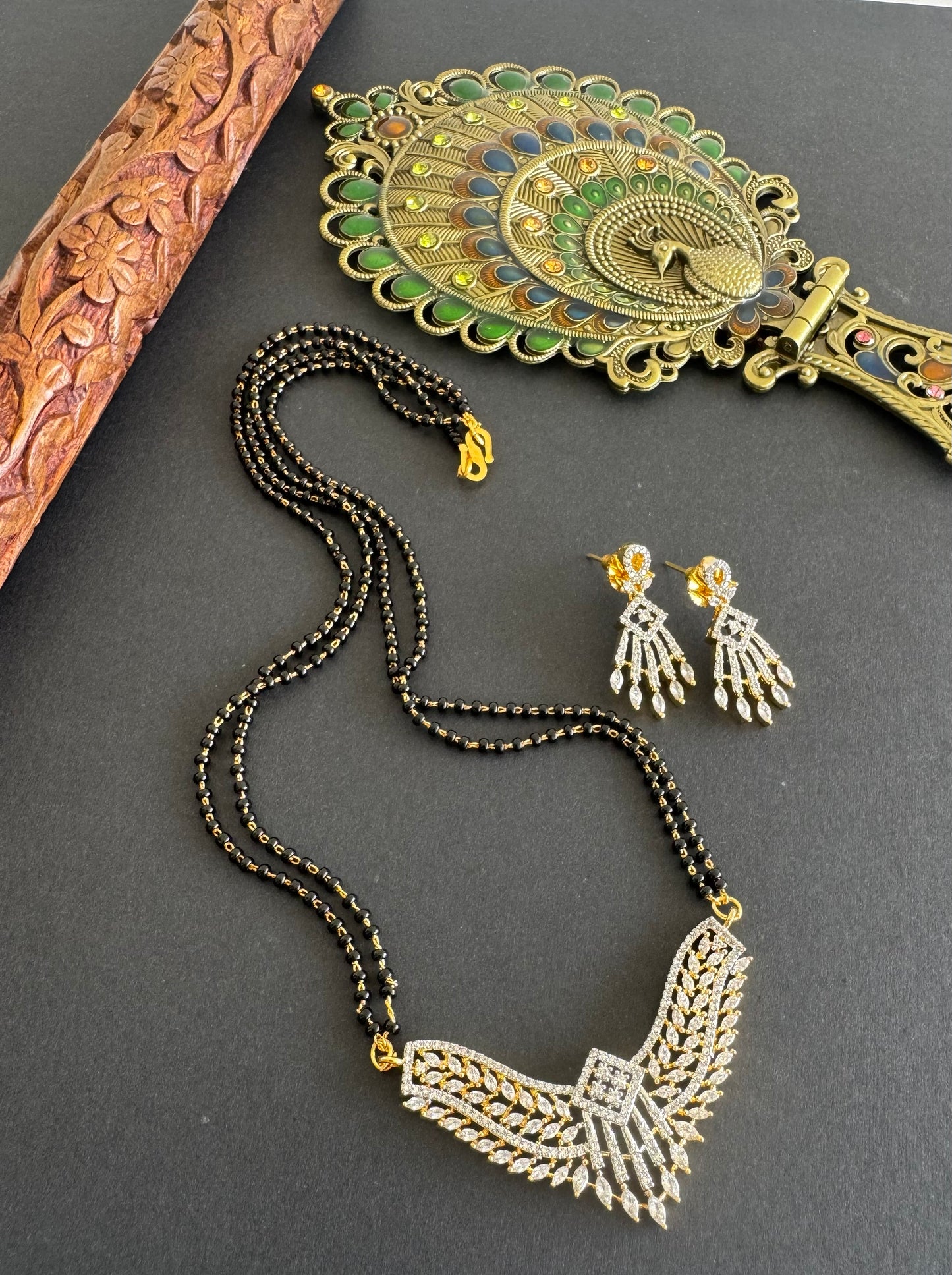 Two tone cz white stone 18 inches mangalsutra set dj-52067