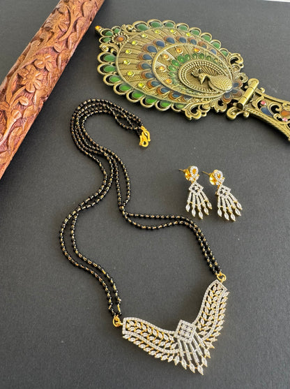 Two tone cz white stone 18 inches mangalsutra set dj-52067