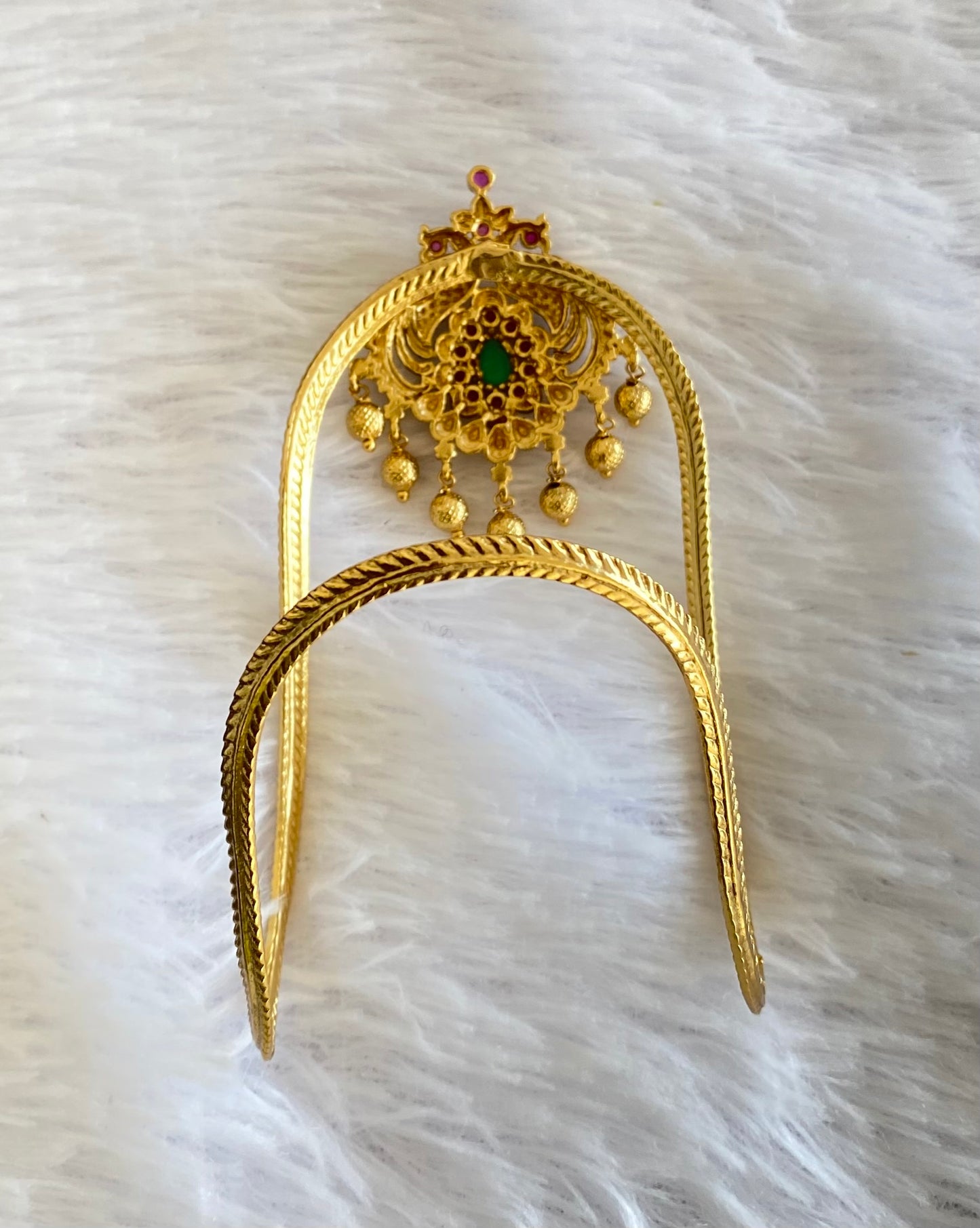 Antique gold tone cz ruby-green peacock vanki/bajuband dj-52746