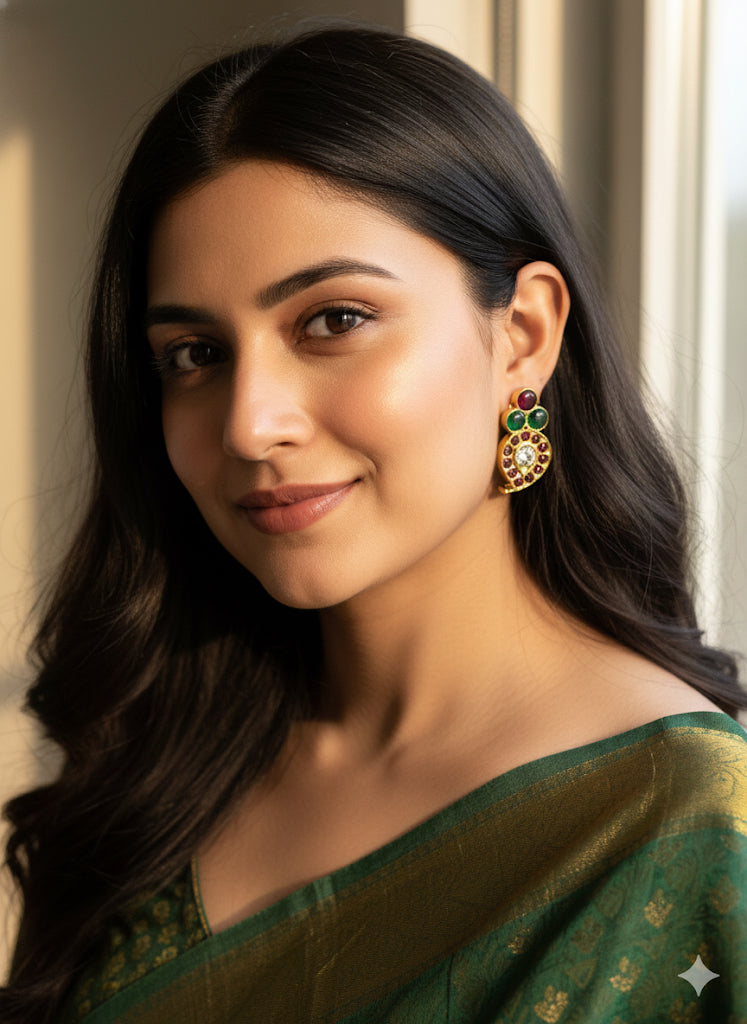 Gold tone precious Kemp Mango Stud/earrings(screw Back)-dj15249