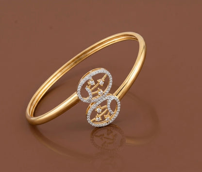 Two tone white stone adjustable kada/bangle Dj-53968