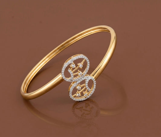 Two tone white stone adjustable kada/bangle Dj-53968