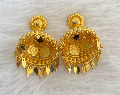 Gold tone ruby lakshmi coin elakka jhumkka dj-53149