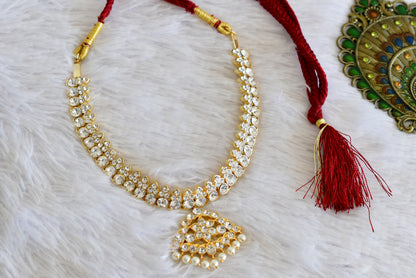 Gold tone AD white mango necklace dj-52515