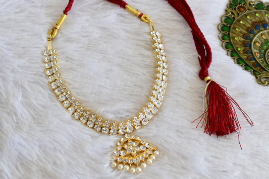 Gold tone AD white mango necklace dj-52515