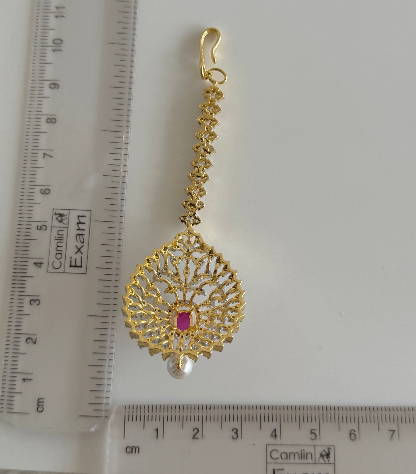 Two tone cz-ruby thilak stone tikka dj-51363