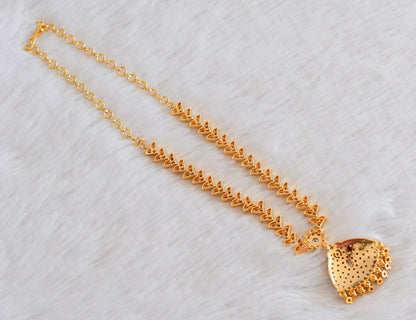 Gold tone AD white stone south indian necklace dj-53334