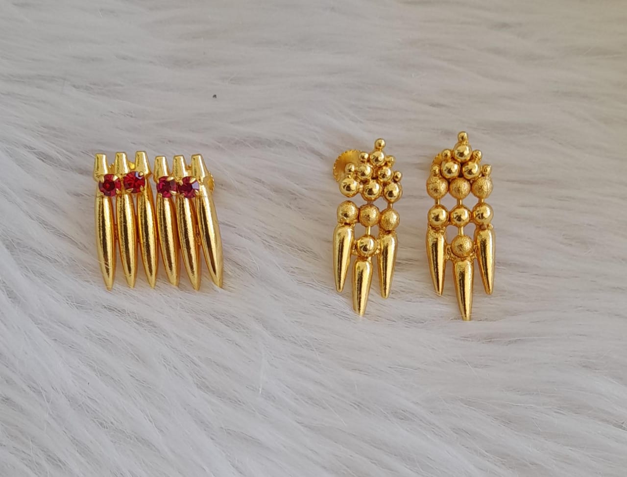 Gold tone kerala style mulla mottu earrings dj-45601