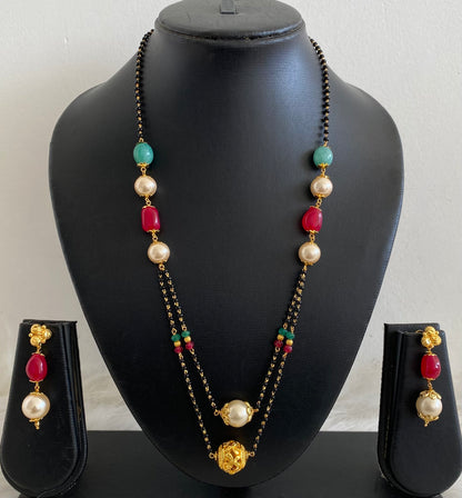 Gold tone pearl layer mangalsutra set dj-54992