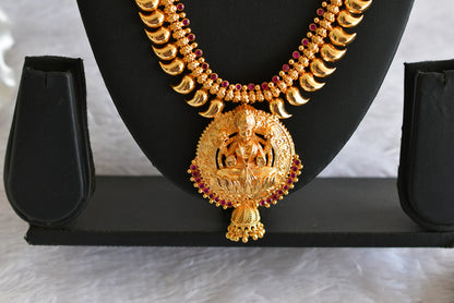 Gold look alike kerala style AD pink lakshmi mango haar dj-51954