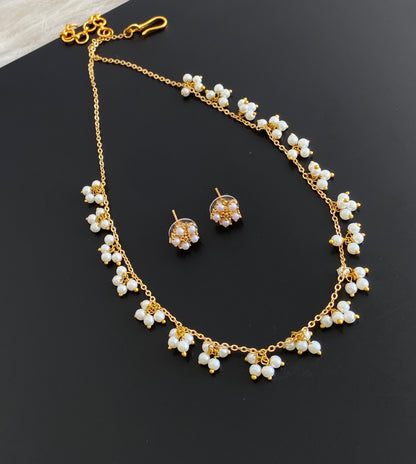 Gold tone pearl necklace set dj-54794