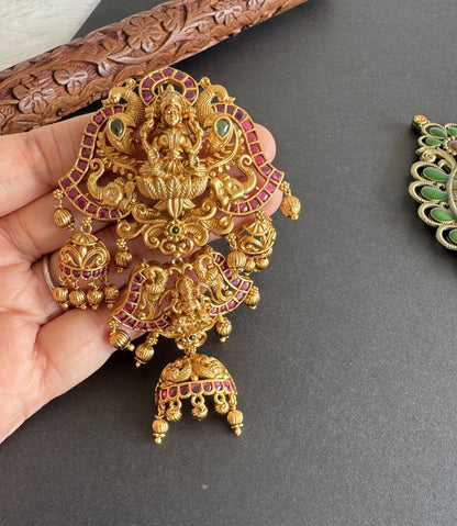 Matte finish kemp-green pearl Lakshmi hair jewel dj-52028