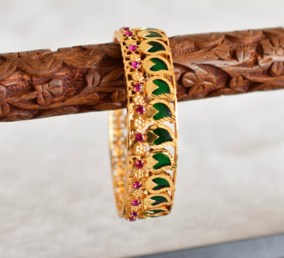 Gold tone Kerala style green mango bangle(2.6) dj-24933