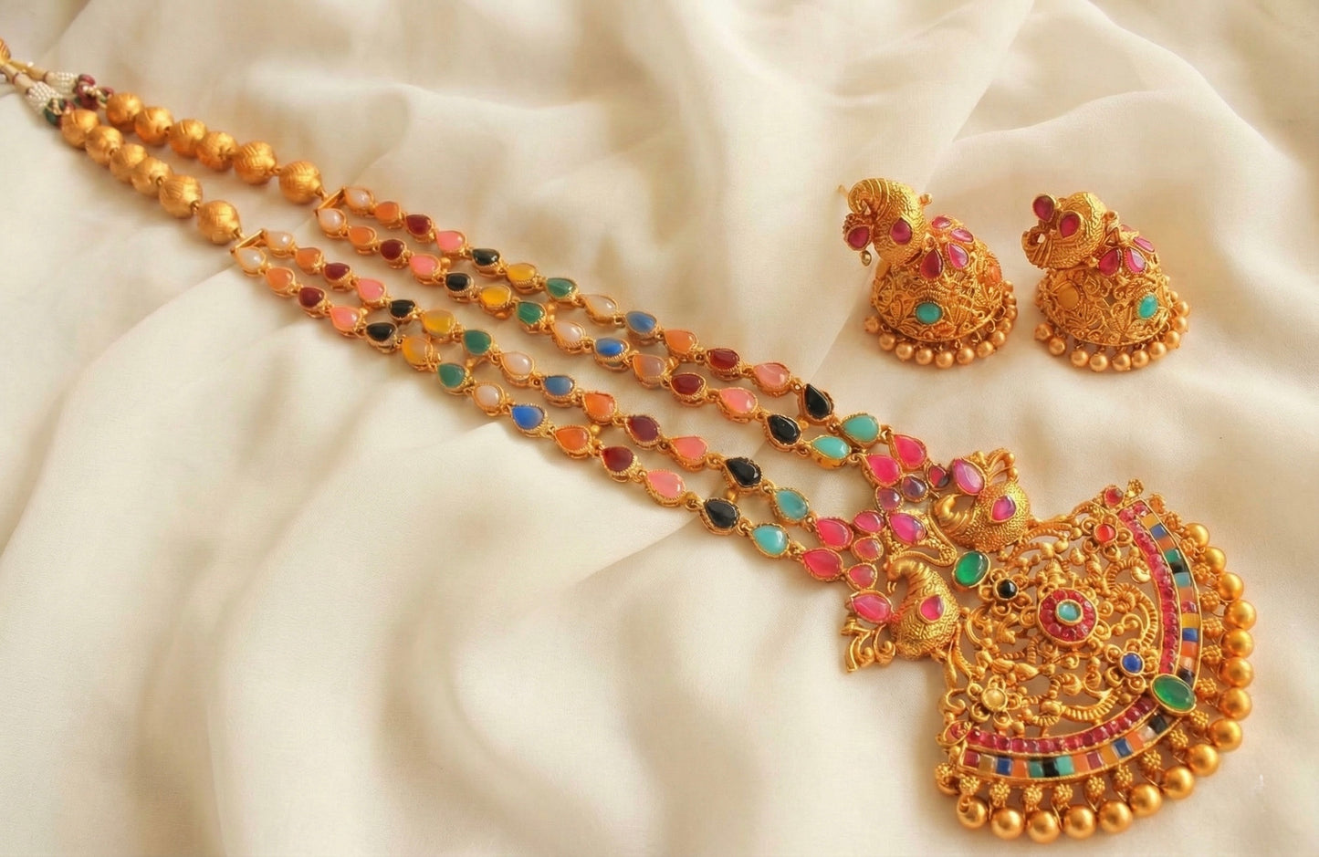 Matte Finish Multicolor peacock Haar Set DJ-17827
