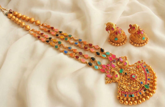 Matte Finish Multicolor peacock Haar Set DJ-17827