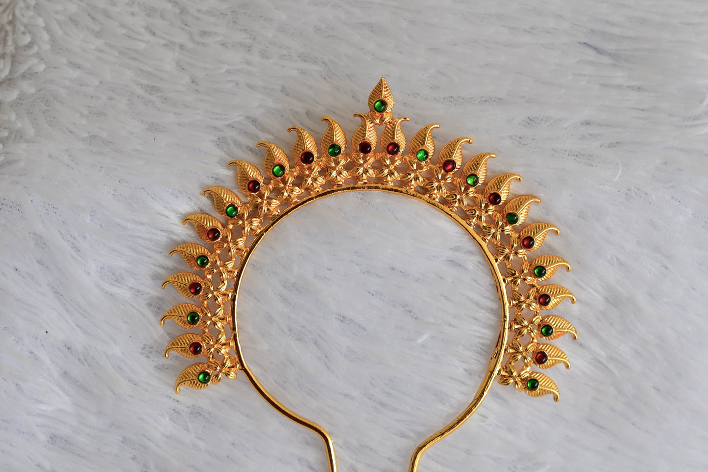 Gold tone kemp-green mango hair jewel/pin dj-52349