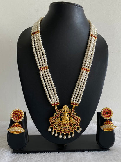 Gold tone kemp-green Gaja Lakshmi designer haar set dj-35130