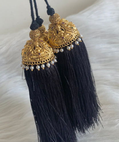 Matte finish kemp-green stone lakshmi pearl bridal kuppulu(Hair accessory) dj-55078