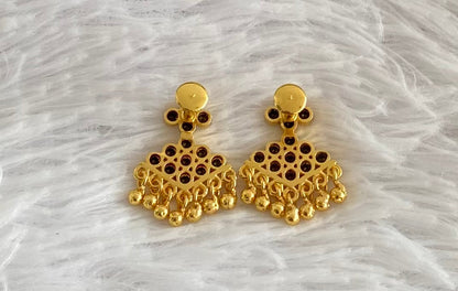 Gold tone black stone pathakkam earrings dj-44898