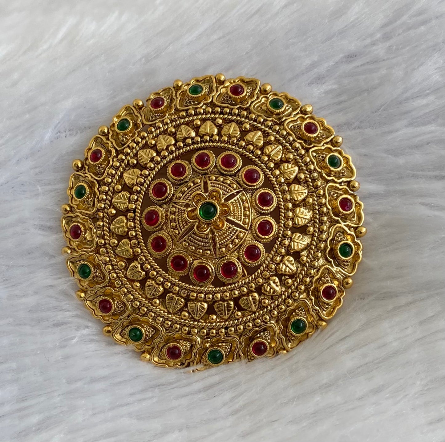 Antique gold tone kemp-green round hair jewel(rakodi)dj-53625