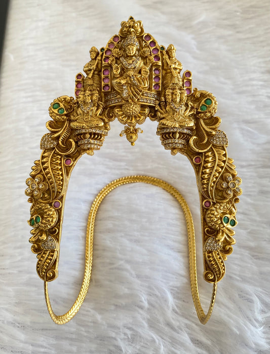 Antique gold tone cz ruby-green Lakshmi vanki/bajuband dj-52744