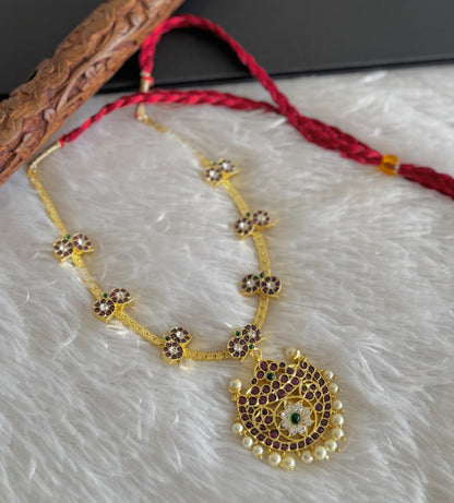 Gold tone precious kemp-green-white mango moon necklace dj-51453