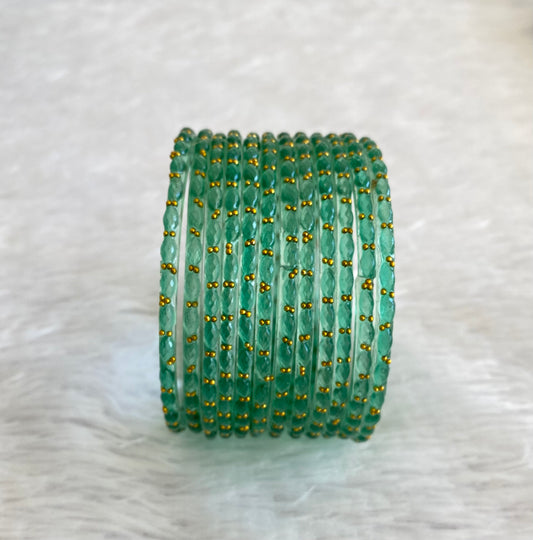 Set of 12 sea green glass bangles(2.4) dj-52776