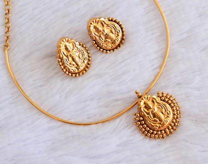 Matte finish lakshmi hasli necklace set dj-52980