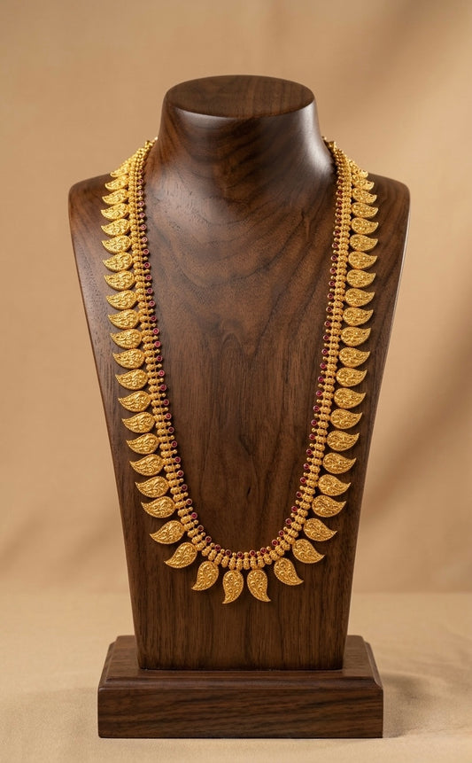 Gold tone pink stone flower mango haar dj-53166