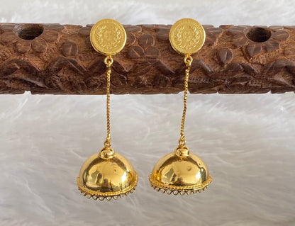 Gold tone kerala style coin long jhumkka dj-54372